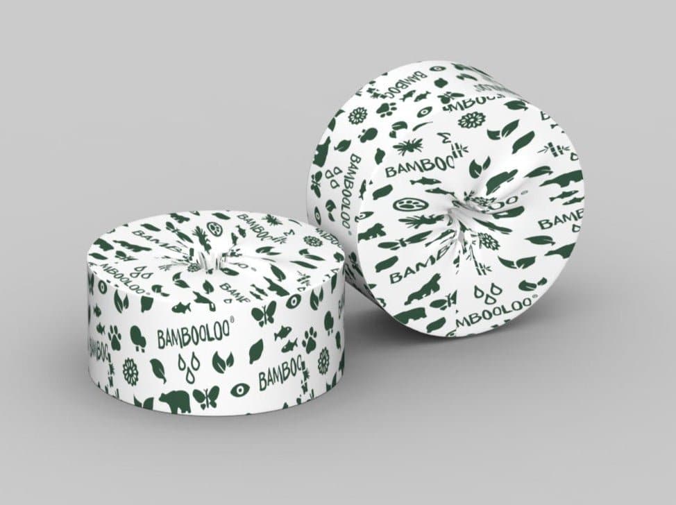 BAMBOOLOO 100% BAMBOO 2 Ply MINI JUMBO ROLLS 300M PER ROLL, 6 ROLLS per CARTON Sustainable earth friendly Bambooloo