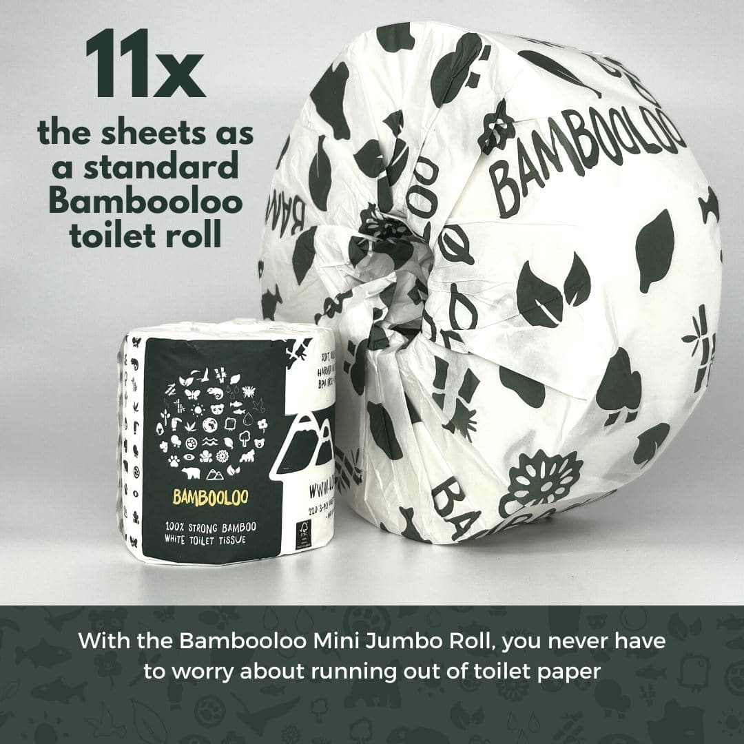 Bambooloo 2 Ply Mini Jumbo Rolls - 300m per roll, 6 rolls per carton Sustainable earth friendly Bambooloo