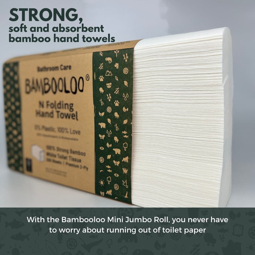 Bambooloo 2 Ply N Folding Hand Towels, 200 towels per wrap, 4000 towel carton Paper Towels Bambooloo