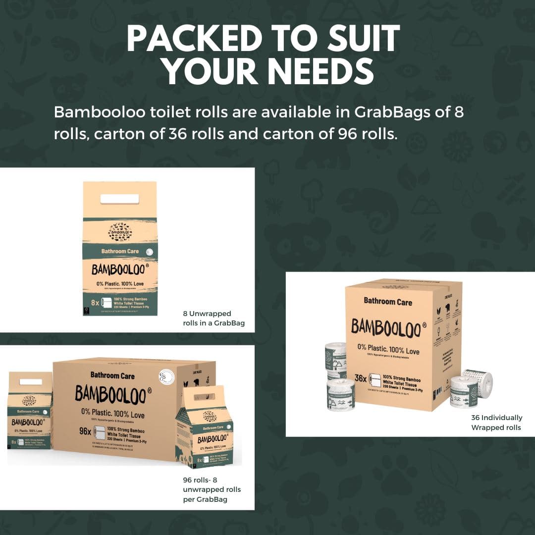 Multi Box - 3 x Bambooloo Toilet Rolls Cartons (36 Individually Wrapped Rolls Per Carton) Toilet Rolls Bambooloo