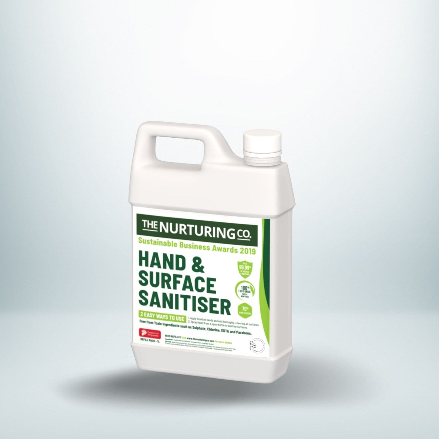 The Nurturing Co Food Grade Hand and Surface Sanitiser. 1L Refill. Sanitiser Bambooloo
