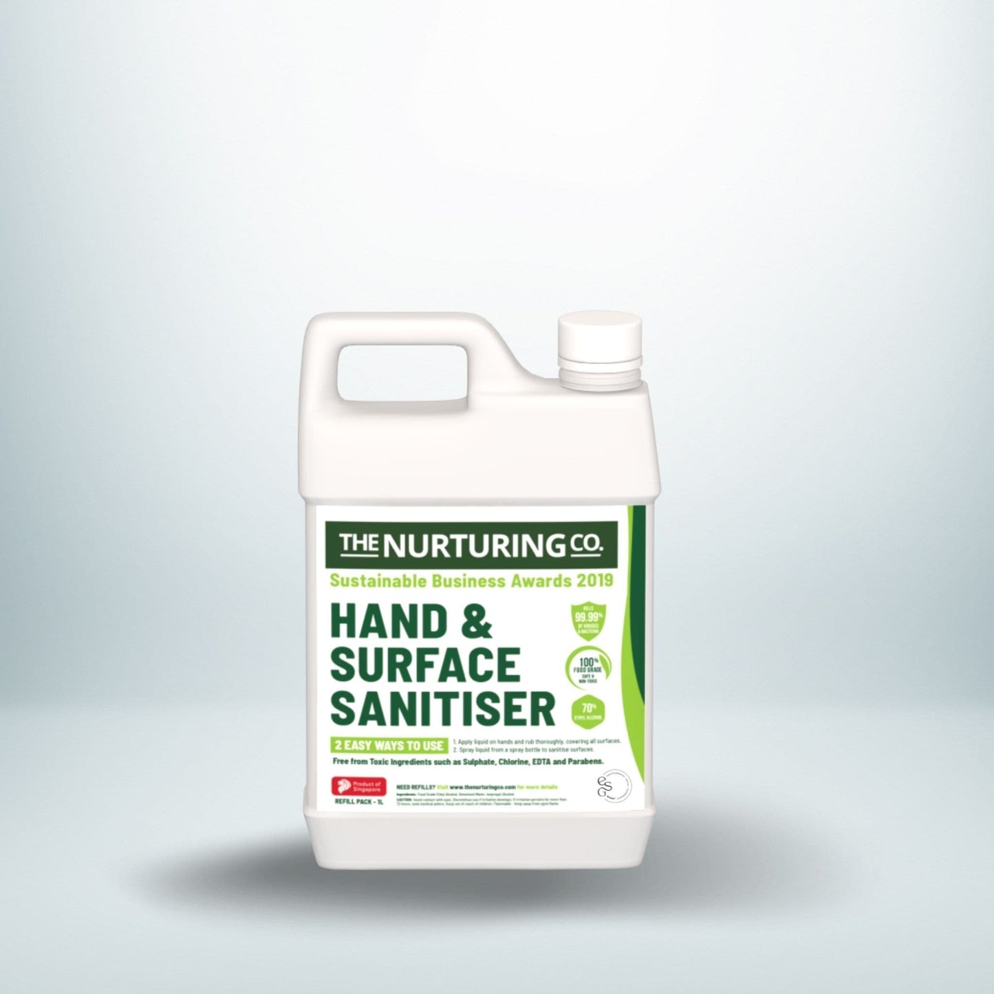 The Nurturing Co Food Grade Hand and Surface Sanitiser. 1L Refill. Sanitiser Bambooloo