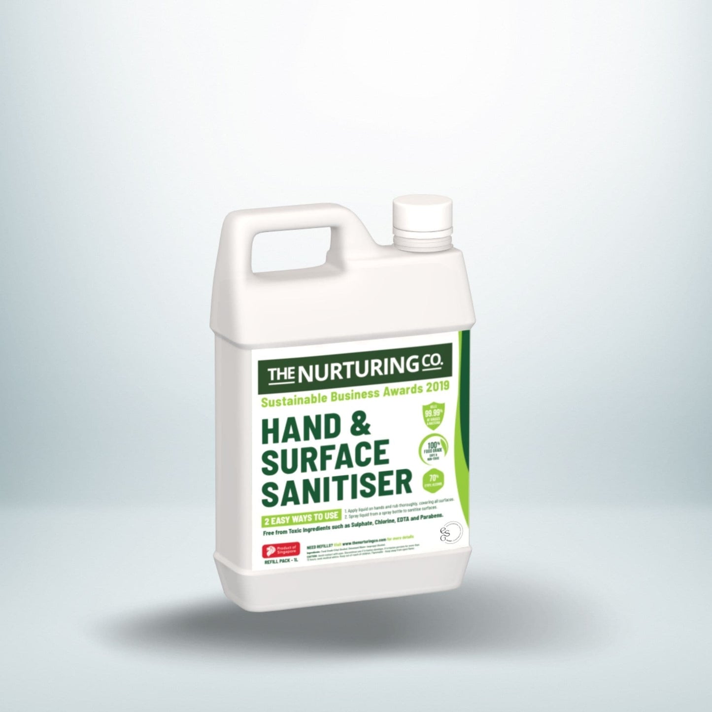The Nurturing Co Food Grade Hand and Surface Sanitiser. 1L Refill. Sanitiser Bambooloo