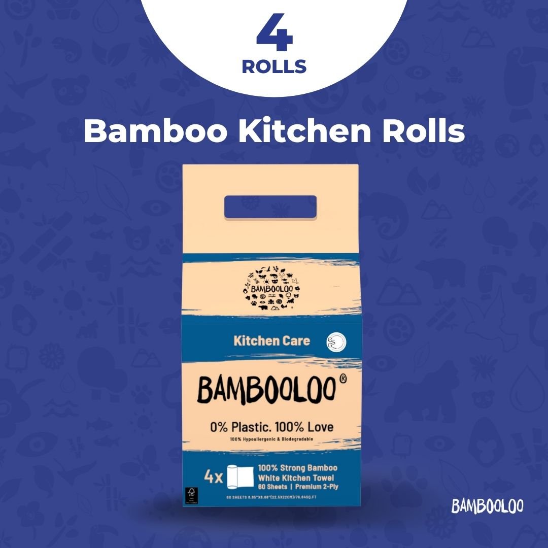 1 x Bambooloo 2 Ply Kitchen Roll GrabBag (4 rolls, 60 sheets each)Kitchen Rolls Bambooloo
