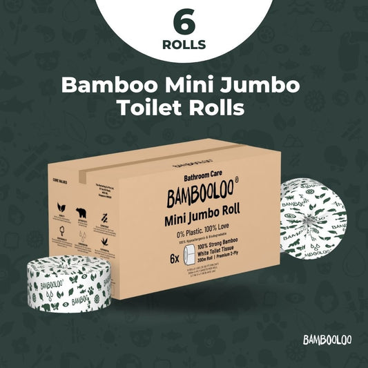 Bambooloo 2 Ply Mini Jumbo Rolls - 300m per roll, 6 rolls per carton Sustainable earth friendly Bambooloo