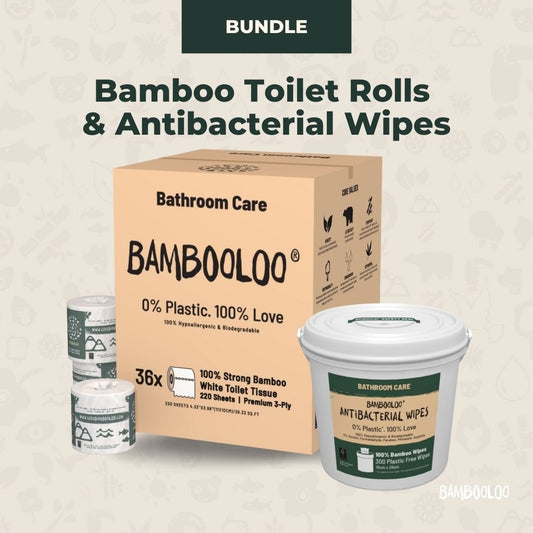 Bamboo Toilet Rolls + Antibacterial Wipes Bundle