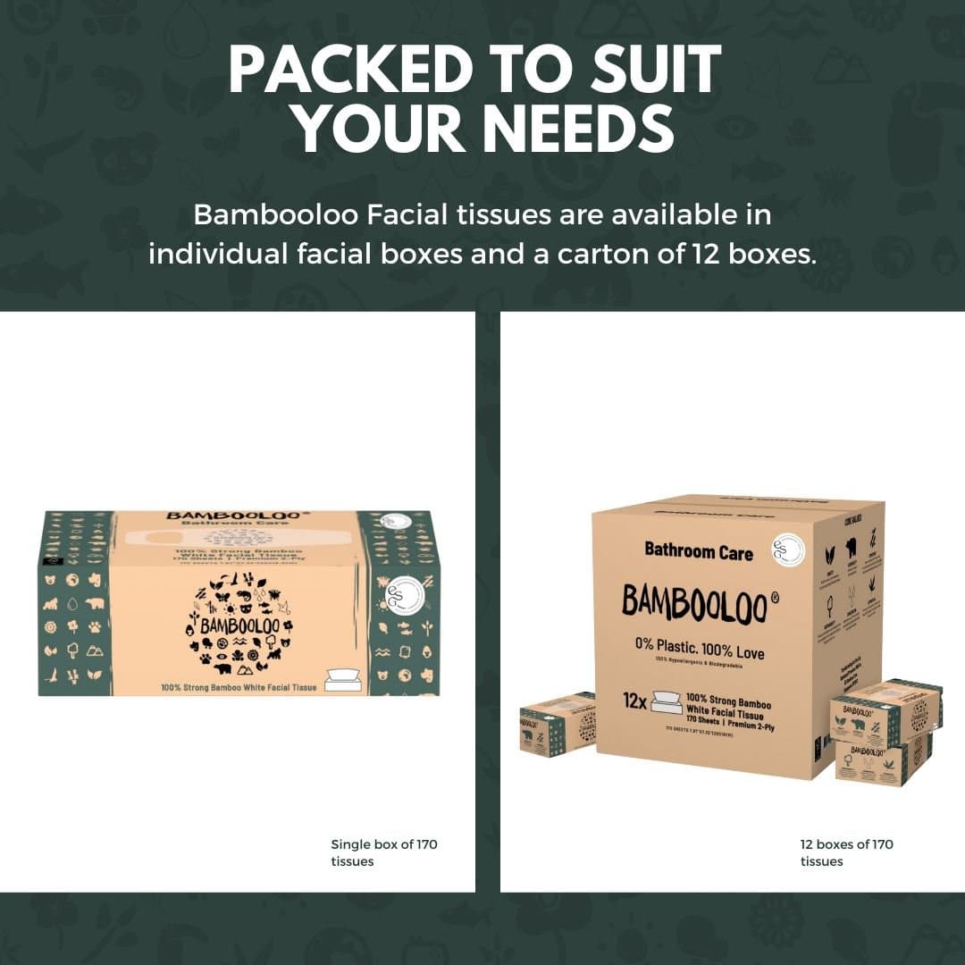 Bambooloo Bamboo Facial Tissues. 12 individual boxes per carton. (PRE-ORDER) Facial Tissues Bambooloo 
