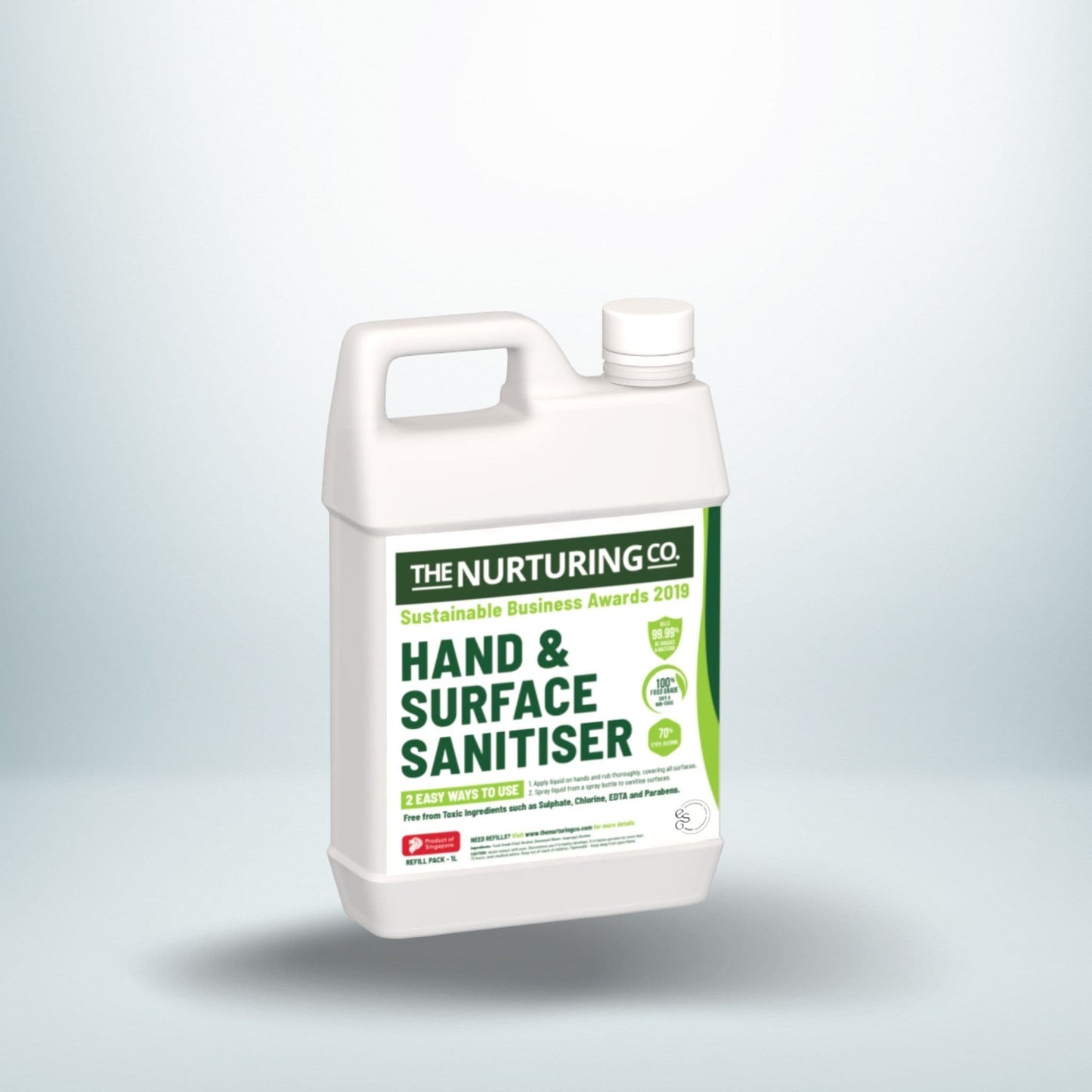 The Nurturing Co Food Grade Hand and Surface Sanitiser. 1L Refill. Sanitiser Bambooloo 